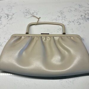 Vintage 1960's Garay White Faux Leather Convertible Clutch Purse